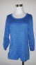 Фото #1 товара NY Collection Women's Petite Scoop Neck Ruched Sleeve Sweater Blue PL