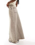 AllSaints Noir A-line denim maxi skirt in washed grey