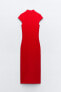 Фото #7 товара Платье миди с высоким воротником в рубчик ZARA