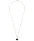 ფოტო #3 პროდუქტის Onyx & Diamond Accent Quatrefoil 17" Pendant Necklace in 14k Gold