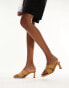 Topshop Cali premium leather square toe heeled mule in camel Бежевый, 38 - фото #2