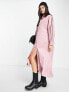 Фото #4 товара ASOS DESIGN cord oversized maxi shirt dress with splits in pink