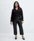 Фото #7 товара Women's Leather-Effect Straight Trousers