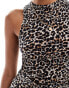 Фото #3 товара Miss Selfridge racer top co-ord in leopard print