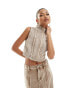 Фото #1 товара Simmi denim high neck zip through sleeveless top co-ord in light wash sand