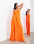 Фото #1 товара ASOS EDITION spiral trim one shoulder maxi dress in bright orange