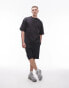 Фото #3 товара Topman relaxed fit short sleeve sweatshirt in washed black