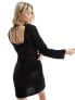 Фото #5 товара New Look crochet long sleeve mini beach dress in black