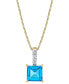 Фото #1 товара Macy's blue Topaz (2-3/8 ct. t.w.) & Diamond Accent Drop 18" Pendant Necklace in 14k Gold