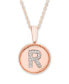 Фото #3 товара Macy's diamond Accent Initial Pendant in 14k Rose Gold