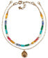 ფოტო #2 პროდუქტის Gold-Tone Bee Multicolor Beaded Convertible Layered Pendant Necklace, 17" + 3" extender