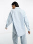 Фото #3 товара ASOS DESIGN long sleeve boyfriend shirt in blue & white stripe