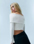 ASOS DESIGN off shoulder long sleeve top in modal in cream 34 - фото #8