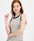 Women's Striped Ribbed Slit Midi Dress