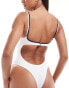 Free Society contrast v front swimsuit in white and black