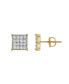 ფოტო #1 პროდუქტის Round Cut Certified Natural Diamond (0.43 cttw) 14k Yellow Gold Earrings Square Prism Design