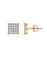 Round Cut Certified Natural Diamond (0.43 cttw) 14k Yellow Gold Earrings Square Prism Design