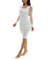 ფოტო #3 პროდუქტის Juniors' Pearl-Sleeve Square-Neck Midi Dress