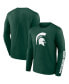 Фото #3 товара Men's Green Michigan State Spartans Double Time 2-Hit Long Sleeve T-shirt