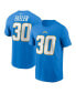 Фото #1 товара Men's Austin Ekeler Powder Blue Los Angeles Chargers Player Name and Number T-shirt