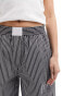 Lioness wide leg boxer waist detail trousers in black stripe