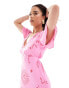 New Look v neck midaxi dress in pink print