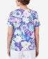 ფოტო #5 პროდუქტის Women's Pleated Neck Floral Short Sleeve Tee