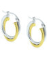 Double Twist Hoop Earrings in Sterling Silver & 18k Gold-Plate, Created for Macy's