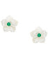 ფოტო #3 პროდუქტის Mother-of-Pearl (18mm) & Emerald (5/8 ct. t.w.) Flower Stud Earrings in Sterling Silver