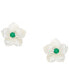 Фото #3 товара Серьги Macy's Mother-of-Pearl & Emerald Flower Stud