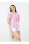 Фото #2 товара Пижама LC WAIKIKI Dream с принтом на горловине и короткими рукавами со шортами для женщин