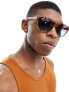 Quay slicked back round sunglasses in honey tort with blue polarised lens