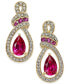 ფოტო #1 პროდუქტის Emerald (1-1/5 ct. t.w.) and Diamond (1/4 ct. t.w.) Drop Earrings in 14k Yellow Gold (Also Available in Ruby)