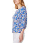 ფოტო #3 პროდუქტის Petite Floral-Print 3/4-Sleeve Top