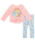 ფოტო #1 პროდუქტის Toddler Girls Knotted Pullover Long Sleeve Graphic T-Shirt & Leggings Set Toddler|Child