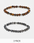 Фото #1 товара ASOS DESIGN 2 pack semi-precious beaded bracelet set