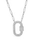 ფოტო #1 პროდუქტის Women's Pave Cubic Zirconia Carabiner Silver Plated Lock Necklace