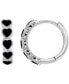 ფოტო #1 პროდუქტის Black Spinel Heart Small Hoop Earrings (2 ct. t.w.) in Sterling Silver, 0.55"