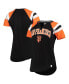 Фото #1 товара Women's Black, Orange San Francisco Giants Game On Notch Neck Raglan T-shirt