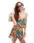 Фото #1 товара Miss Selfridge tie front cami top in tropical print