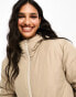 ASOS DESIGN cropped puffer jacket with hood in putty