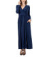 Фото #4 товара Women's Long Sleeve V-neck Side Slit Maxi Dress