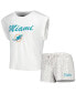 Фото #1 товара Women's White, Cream Miami Dolphins Montana Knit T-shirt and Shorts Sleep Set