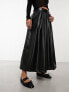 ASOS DESIGN faux leather full prom midi skirt in black