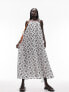 Topshop contrast colour broderie chuck on midi dress in mono M - фото #3