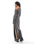 Фото #4 товара Weekday Erin drape maxi dress with long fluted sleeves in washed black