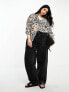 ASOS DESIGN Curve long sleeve soft shirt in mixed animal scarf print