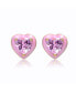 Young Adults/Teens 14k Yellow Gold Plated with Pink Morganite Cubic Zirconia Pink Enamel Halo Heart Stud Earrings