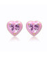 ფოტო #2 პროდუქტის Young Adults/Teens 14k Yellow Gold Plated with Pink Morganite Cubic Zirconia Pink Enamel Halo Heart Stud Earrings