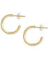 ფოტო #3 პროდუქტის Polished Bar & Cable Small Hoop Earrings in 10k Gold, 5/8"